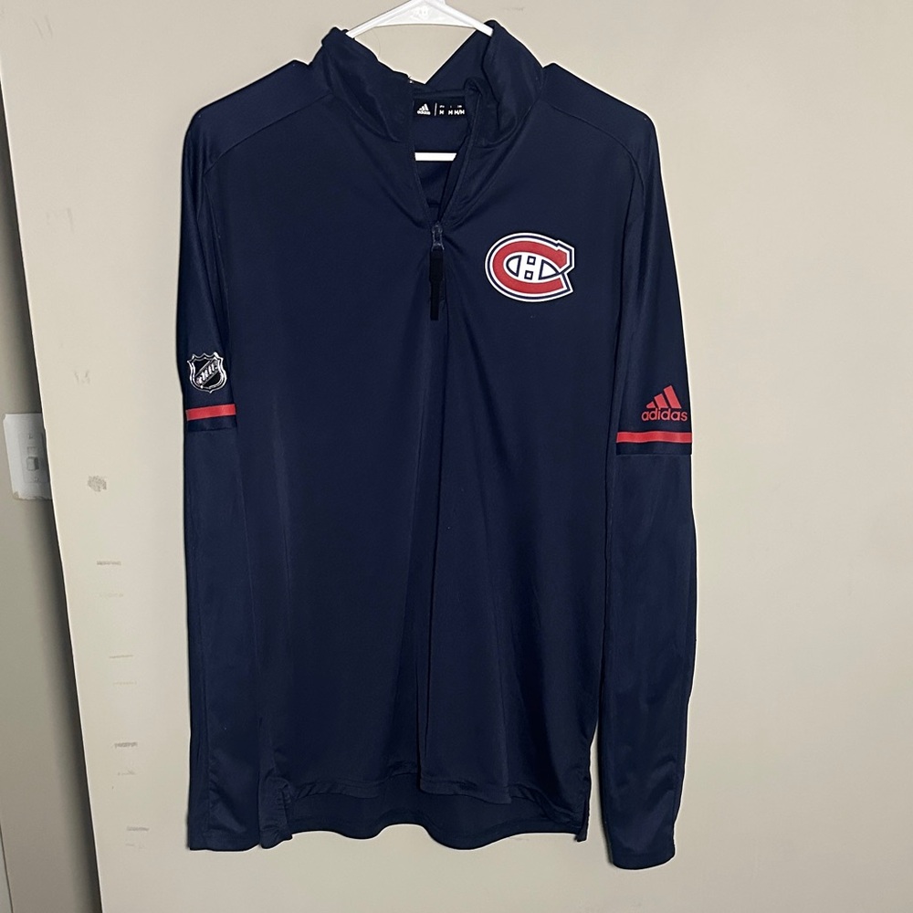 Adidas Montreal Canadiens Dark Blue quarter zip with Red Details